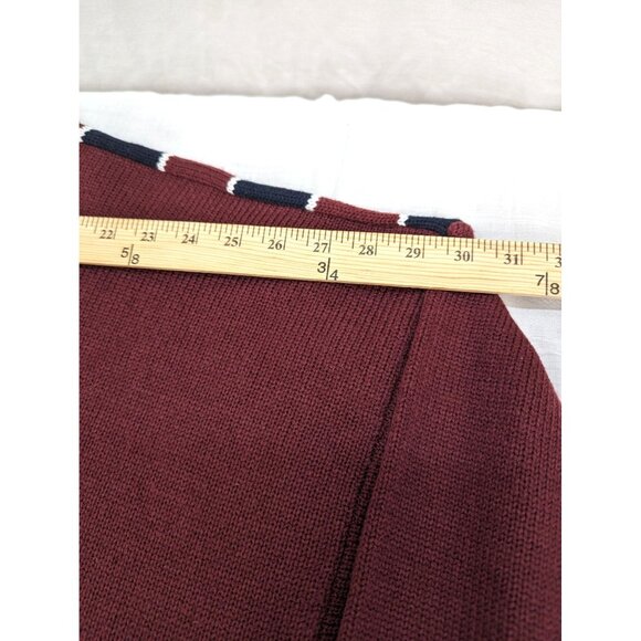 Vintage Gitano Burgundy Black Stripe Crew Neck Men Sweater Long Sleeve Size 3XL - Picture 6 of 9